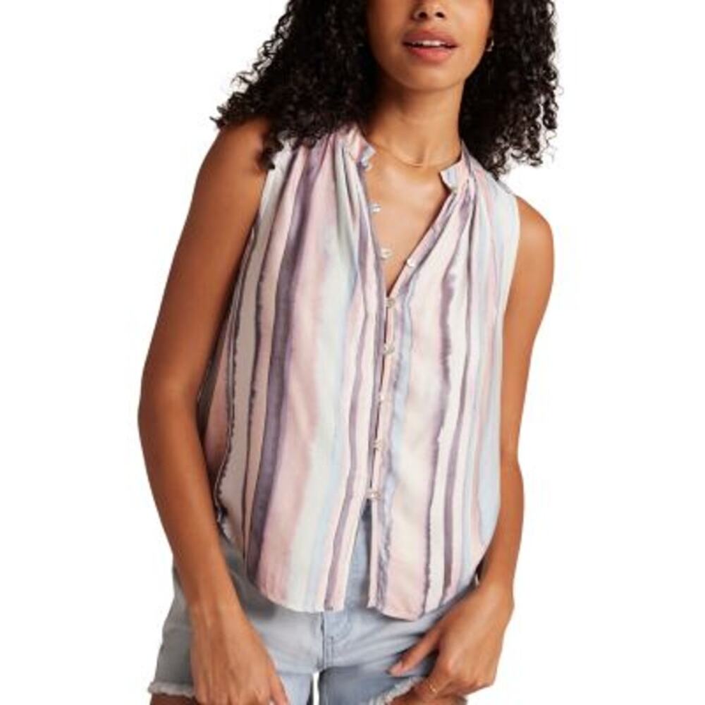 Bella Dahl Sleeveless Shirred Shoulder Pink Flowy Tank Top Blouse Size M NWT